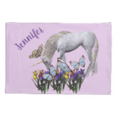 Unicorn en Butterflies Fantasy Personalized Kussensloop (Achterkant)