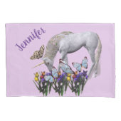 Unicorn en Butterflies Fantasy Personalized Kussensloop (Voorkant)