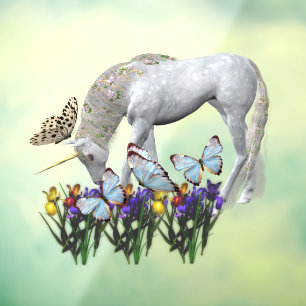 Unicorn en Butterflies Fantasy Raamsticker