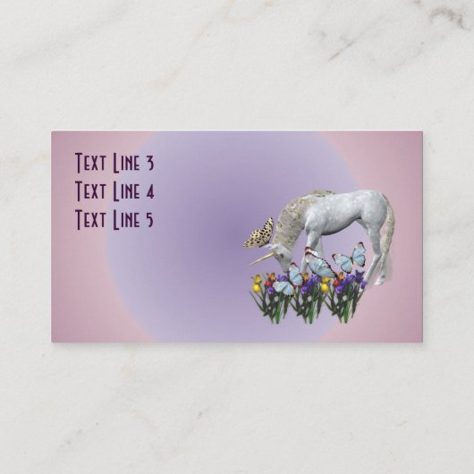 Unicorn en Butterflies Fantasy Visitekaartje (Achterkant)