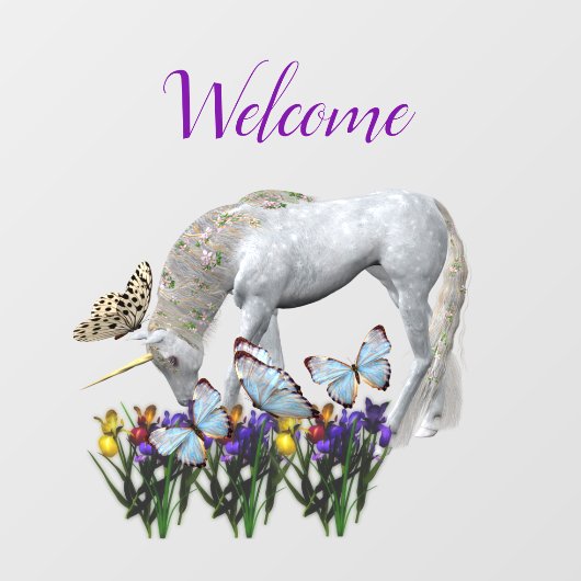 Unicorn en Butterflies Welkom Raamsticker (Vel)