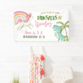 Unicorn en Dinosaur Birthday Party Large Banner (Insitu)