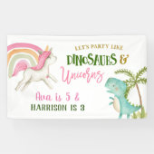 Unicorn en Dinosaur Birthday Party Large Banner (Horizontaal)