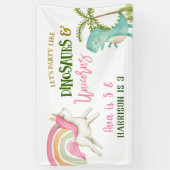 Unicorn en Dinosaur Birthday Party Large Banner (Verticaal)