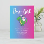 Unicorn en Dinosaur Gender Reopenbaarmakingsuitnod Kaart (Staand voorkant)