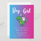 Unicorn en Dinosaur Gender Reopenbaarmakingsuitnod Kaart (Voorkant / Achterkant)