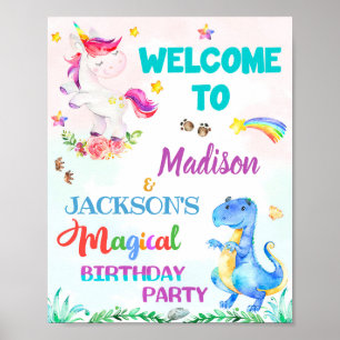 Unicorn en Dinosaur heten het teken van de partij Poster