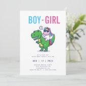 Unicorn en Dinosaur Kaart (Staand voorkant)