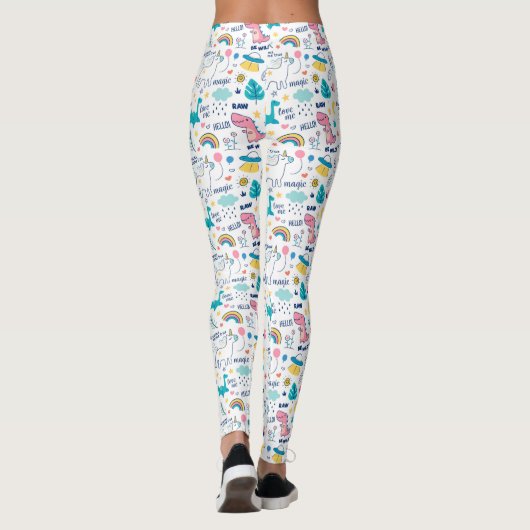 Unicorn en Dinosaur Leggings (Achterkant)