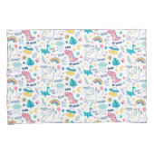 Unicorn en Dinosaur Pattern Kussensloop (Voorkant-Rechts)