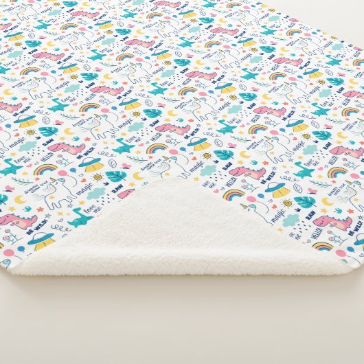 Unicorn en Dinosaur Sherpa Deken (3/4)