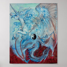 Unicorn en Dragon Yin Yang Poster