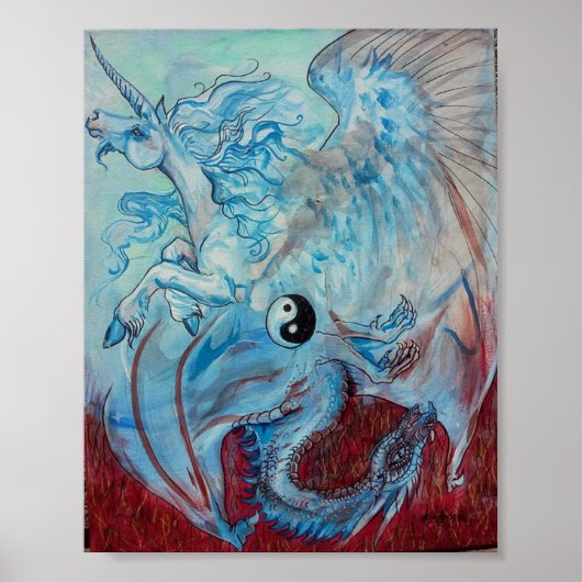 Unicorn en Dragon Yin Yang Poster (Voorkant)