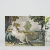 Unicorn en een jonge vrouw (van Domenichino) Kaart (Staand voorkant)