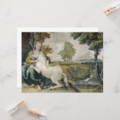 Unicorn en een jonge vrouw (van Domenichino) Kaart (Voorkant / Achterkant in situ)