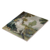 Unicorn en een jonge vrouw (van Domenichino) Tegeltje (Zijkant)