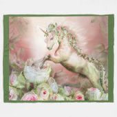 Unicorn en een Roos Art Fleece Blanket (Voorkant (Horizontaal))