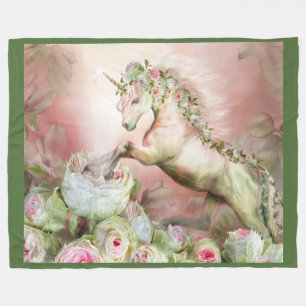 Unicorn en een Roos Art Fleece Blanket Deken