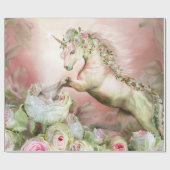 Unicorn en een Roos-cadeautje Cadeaupapier (Vlak)