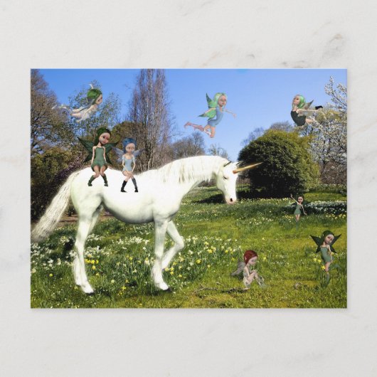 Unicorn en fairies briefkaart (Voorkant)