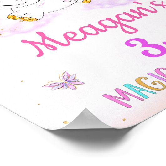 Unicorn en Fairies welkom partijteken Magic party Poster (Hoek)