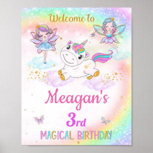 Unicorn en Fairies welkom partijteken Magic party Poster