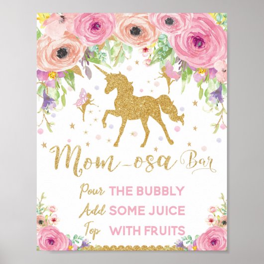 Unicorn en Fairy Baby shower Mimosa Bar Poster (Voorkant)