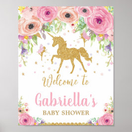 Unicorn en Fairy Baby shower Welcome Sign Girl Poster