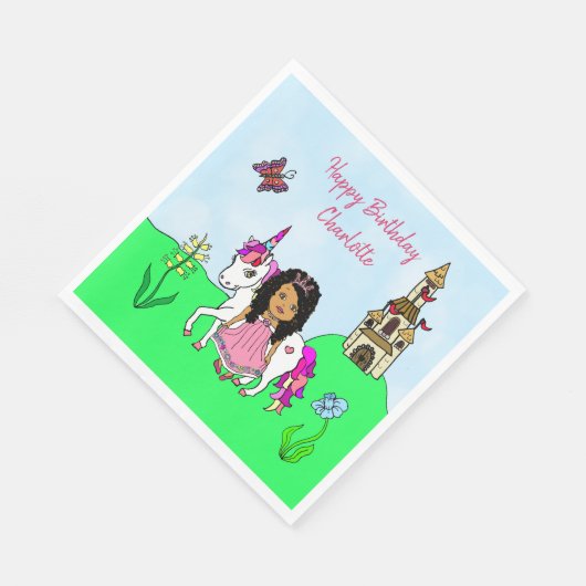 Unicorn en Fairy Personalized Birthday Party Servet (Hoek)