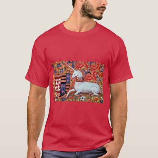 UNICORN EN FANTASY FLOWERS, FLORAAL MOTIFS MONOGRA T-SHIRT (Voorkant)