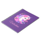 Unicorn en Flowers Gepersonaliseerd Spiral Notitie Notitieboek (Linkerzijde)