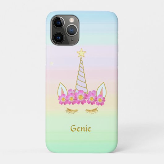 Unicorn en Flowers op pasteelkleuren Case-Mate iPhone Case (Achterkant)