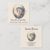 Unicorn en Flowers Square Visitekaartje (Voorkant / Achterkant)