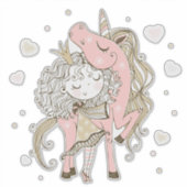 Unicorn en Girl Sticker (Voorkant)