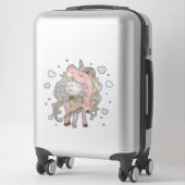 Unicorn en Girl Sticker (Koffer)