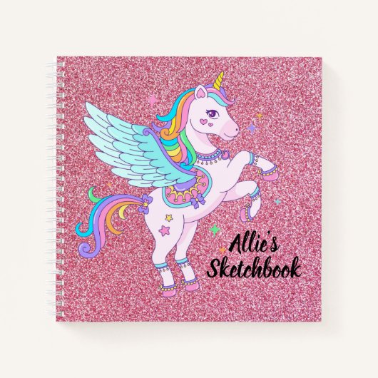 Unicorn en Glitter Sketchbook Notitieboek (Voorkant)