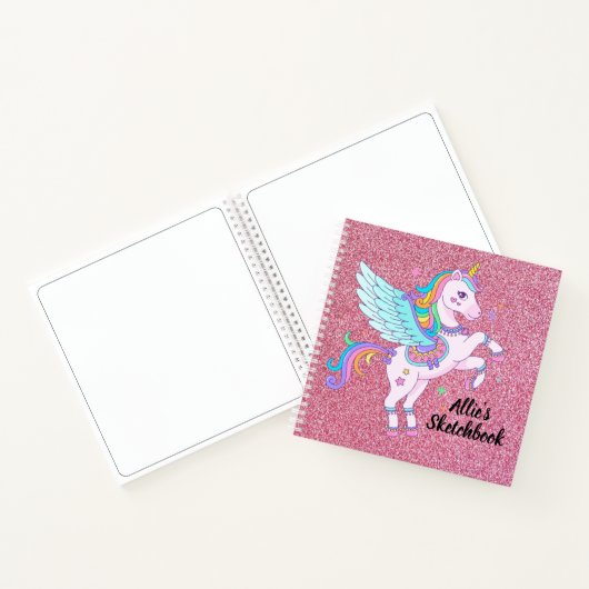 Unicorn en Glitter Sketchbook Notitieboek (Binnen)