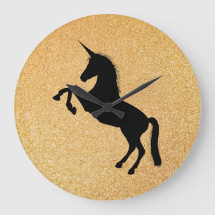 Unicorn en Gold Glitter Grote Klok
