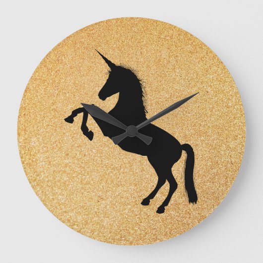 Unicorn en Gold Glitter Grote Klok (Voorkant)