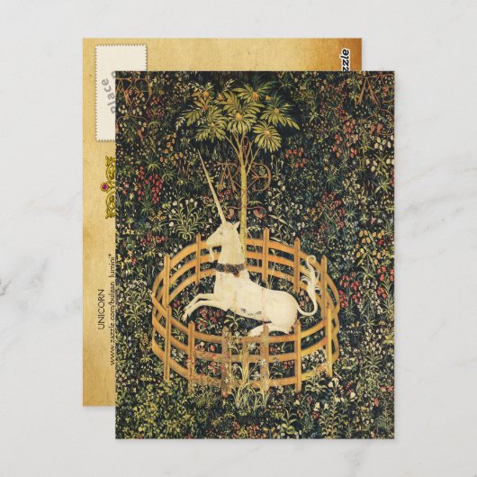 UNICORN EN GOTHISCHE FANTASSTROMEN, FLORAAL MOTIFS BRIEFKAART (Voorkant / Achterkant)