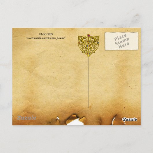 UNICORN EN GOTHISCHE FANTASSTROMEN, FLORAAL MOTIFS BRIEFKAART (Achterkant)