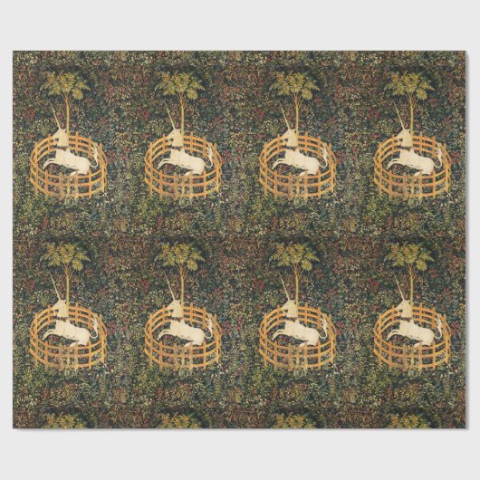 UNICORN EN GOTHISCHE FANTASSTROMEN, FLORAAL MOTIFS CADEAUPAPIER (Vlak)