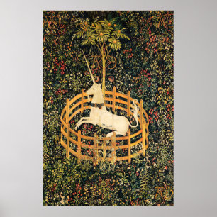 UNICORN EN GOTHISCHE FANTASSTROMEN, FLORAAL MOTIFS POSTER