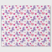 Unicorn en Hearts Pattern. Cadeaupapier (Vlak)
