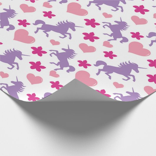 Unicorn en Hearts Pattern. Cadeaupapier (Hoek)