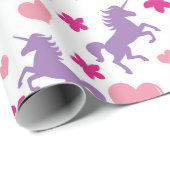 Unicorn en Hearts Pattern. Cadeaupapier (Rol Hoek)