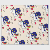 Unicorn en Kerstmis. Cadeaupapier (Vlak)