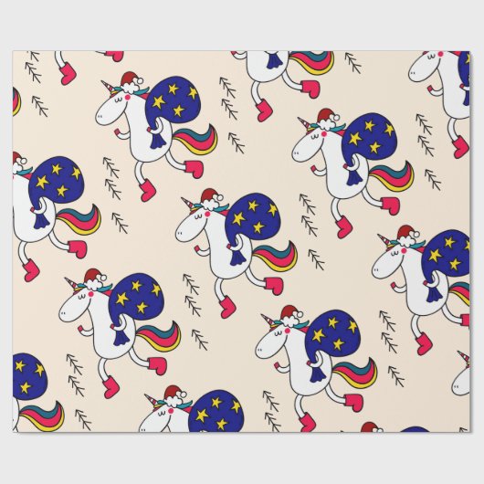 Unicorn en Kerstmis. Cadeaupapier (Vlak)