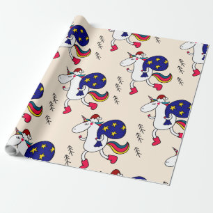 Unicorn en Kerstmis. Cadeaupapier