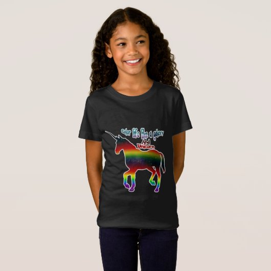 Unicorn en kleurenleven t-shirt (Voorkant volledig)